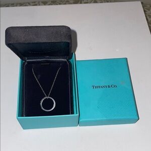 Tiffany & Co. 1837 Black Titanium Round Circle Ring Necklace Pendant 16" w/case